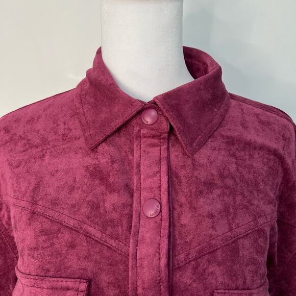 Blank NYC Free People XS Twist Shout Vegan Leather Suede Jacket Pink Fringe NWT - Picture 15 of 16